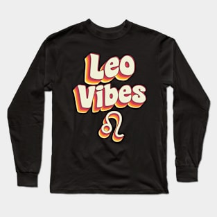 Retro Leo Zodiac Sign astrology July August Birthday Leo Long Sleeve T-Shirt